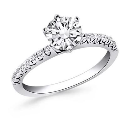 Picture of Size: 6.5 - 14k White Gold Engagement Ring with Fishtail Diamond Accents