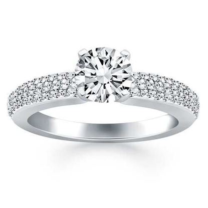 Picture of Size: 4.5 - 14k White Gold Triple Row Pave Diamond Engagement Ring