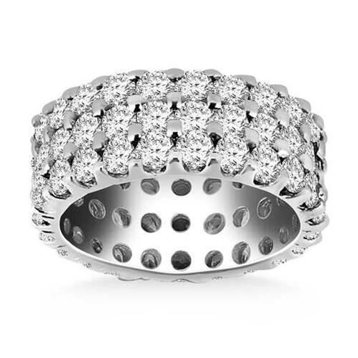 Picture of Size: 5 - 14k White Gold Triple Band Round Diamond Eternity Ring