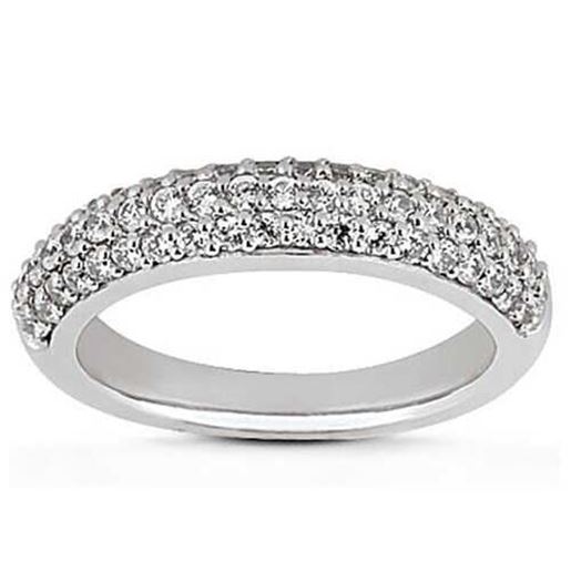 Picture of Size: 4 - 14k White Gold Triple Multi-Row Micro- Pave Diamond Wedding Ring Band