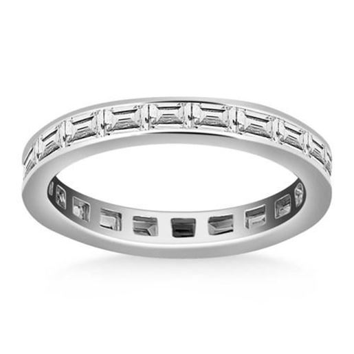 Picture of Size: 5 - 14k White Gold Eternity Ring with Baguette Diamonds