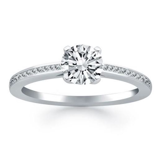 Picture of Size: 7.5 - 14k White Gold Channel Set Cathedral Engagement Ring