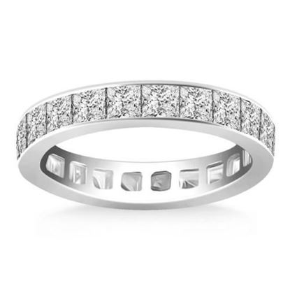 Picture of Size: 6.5 - 14k White Gold Eternity Ring with Channel Set Princess Cut Diamonds