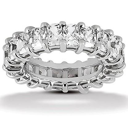 Picture of Size: 7 - Exquisite 14k White Gold Emerald Cut Diamond Eternity Ring