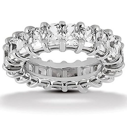 Picture of Size: 7 - Exquisite 14k White Gold Emerald Cut Diamond Eternity Ring