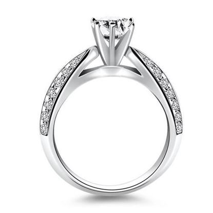 Picture of Size: 8 - 14k White Gold Cathedral Double Row Pave Diamond Engagement Ring