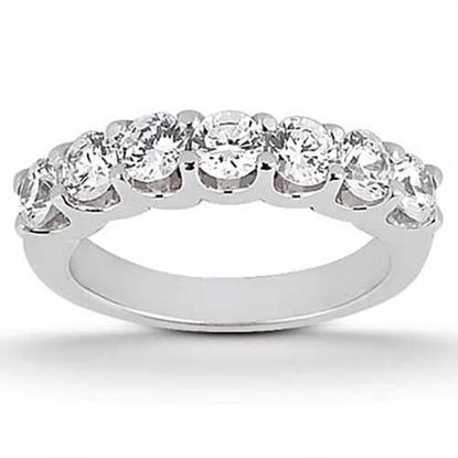 Picture of Size: 4 - 14k White Gold Diamond Scalloped Shared U Prong Setting Wedding Ring Band