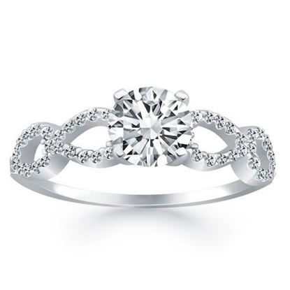 Picture of Size: 9 - 14k White Gold Double Infinity Diamond Engagement Ring