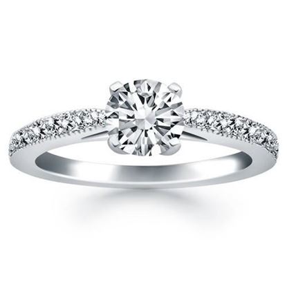 Picture of Size: 5.5 - 14k White Gold Diamond Pave Cathedral Engagement Ring