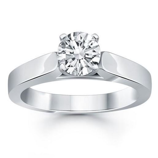 Picture of Size: 9 - 14k White Gold Wide Cathedral Solitaire Engagement Ring