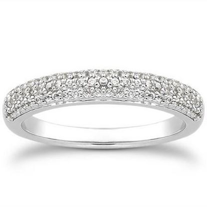 Picture of Size: 6.5 - 14k White Gold Triple Multi-Row Micro- Pave Diamond Wedding Ring Band