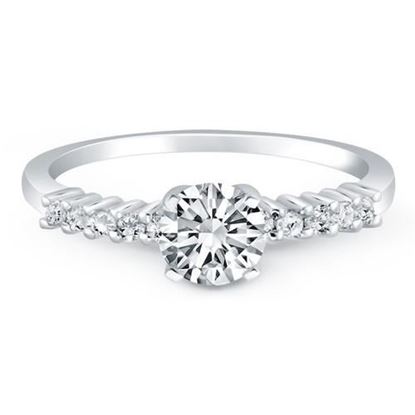 Picture of Size: 5 - 14k White Gold Shared Prong Accent Diamond Engagement Ring