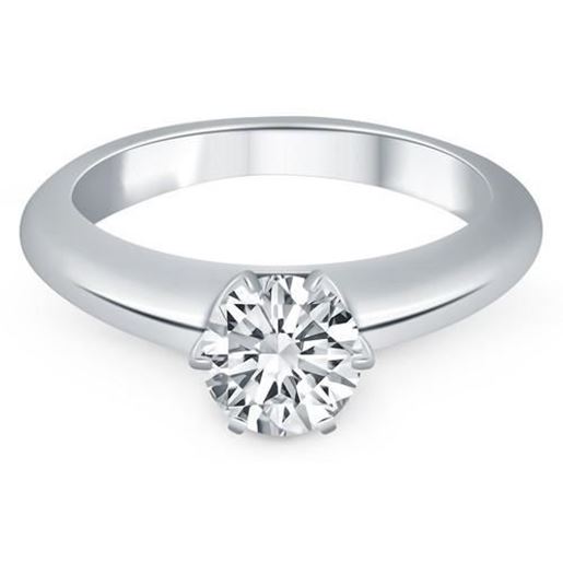 Picture of Size: 5 - 14k White Gold Solitaire Cathedral Engagement Ring