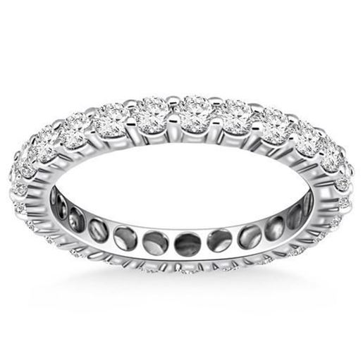 Picture of Size: 4 - 14k White Gold Ageless Round Cut Diamond Eternity Ring