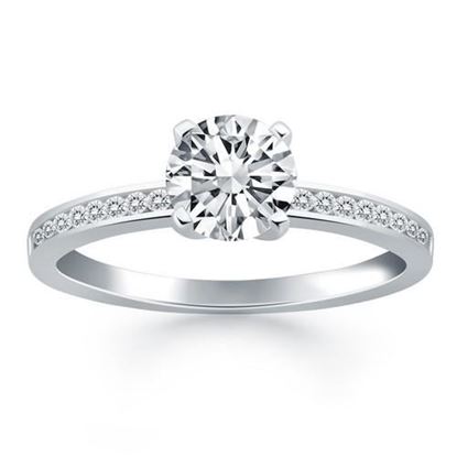 Picture of Size: 6 - 14k White Gold Engagement Ring with Diamond Channel Set Band