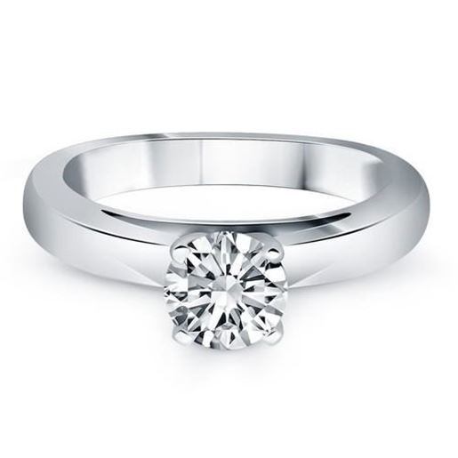 Picture of Size: 6.5 - 14k White Gold Classic Wide Band Cathedral Solitaire Engagement Ring