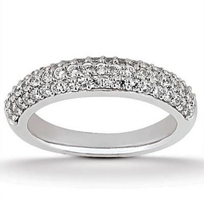 Picture of Size: 8 - 14k White Gold Triple Multi-Row Micro- Pave Diamond Wedding Ring Band