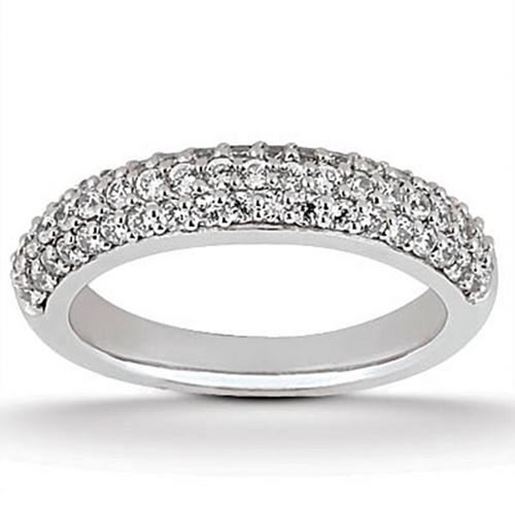 Picture of Size: 8 - 14k White Gold Triple Multi-Row Micro- Pave Diamond Wedding Ring Band