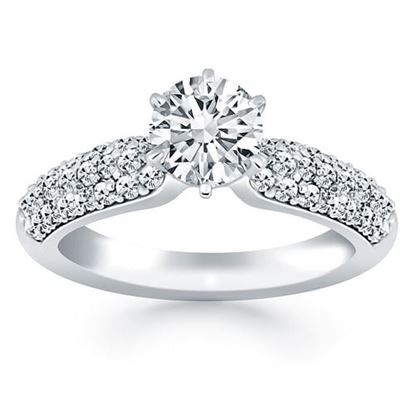 Picture of Size: 6.5 - 14k White Gold Triple Row Pave Diamond Engagement Ring