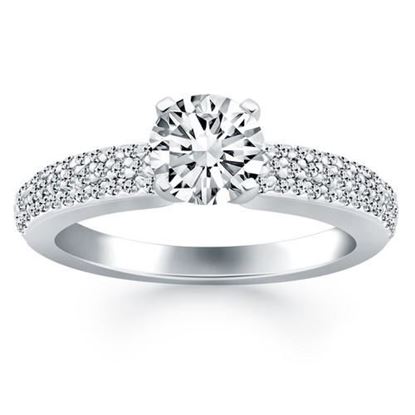 Picture of Size: 6.5 - 14k White Gold Triple Row Pave Diamond Engagement Ring