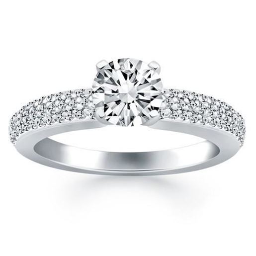 Foto de Size: 6.5 - 14k White Gold Triple Row Pave Diamond Engagement Ring