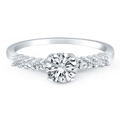 Picture of Size: 4.5 - 14k White Gold Shared Prong Accent Diamond Engagement Ring