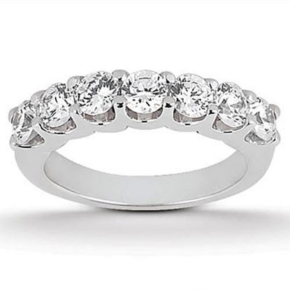 Picture of Size: 7 - 14k White Gold Diamond Scalloped Shared U Prong Setting Wedding Ring Band