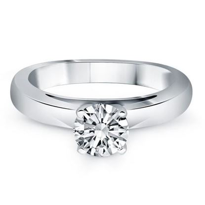 Picture of Size: 7.5 - 14k White Gold Classic Wide Band Cathedral Solitaire Engagement Ring