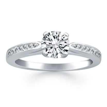 Picture of Size: 7.5 - 14k White Gold Cathedral Engagement Ring with Pave Diamonds