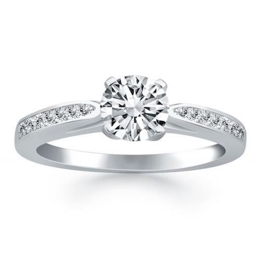 Picture of Size: 7.5 - 14k White Gold Cathedral Engagement Ring with Pave Diamonds