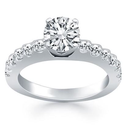 Picture of Size: 5 - 14k White Gold Diamond Micro Prong Cathedral Engagement Ring