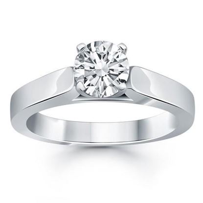 Picture of Size: 7 - 14k White Gold Wide Cathedral Solitaire Engagement Ring