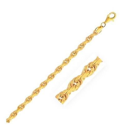 Foto de Size: 30'' - 4.0mm 10k Yellow Gold Solid Diamond Cut Rope Chain