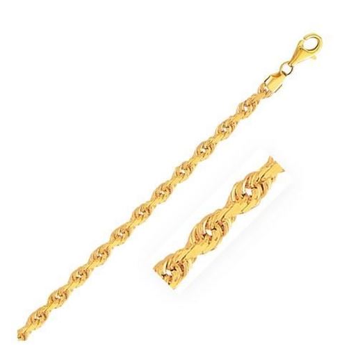 Foto de Size: 30'' - 4.0mm 10k Yellow Gold Solid Diamond Cut Rope Chain