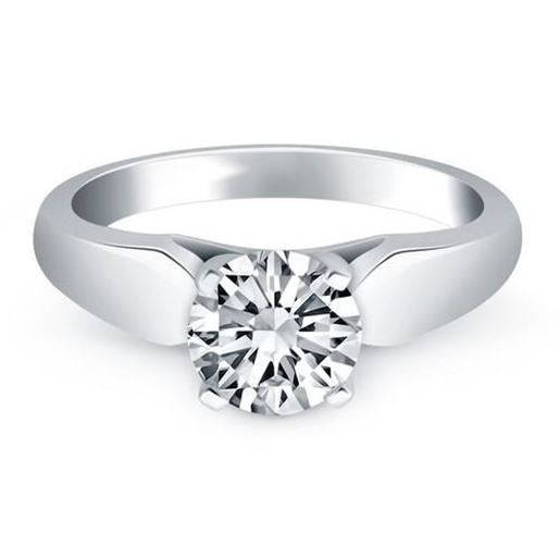 Picture of Size: 6 - 14k White Gold Tapered Cathedral Solitaire Engagement Ring