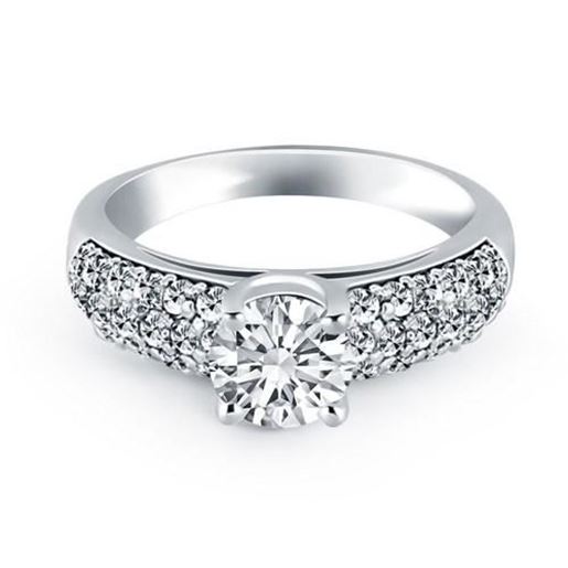 Picture of Size: 6 - 14k White Gold Tapered Pave Diamond Wide Band Engagement Ring