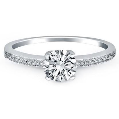 Picture of Size: 4.5 - 14k White Gold Classic Diamond Pave Solitaire Engagement Ring