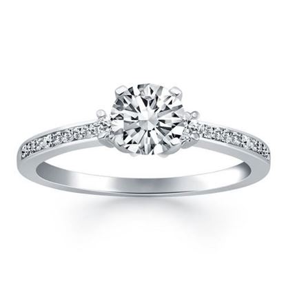 Picture of Size: 8 - 14k White Gold Diamond Accent Engagement Ring