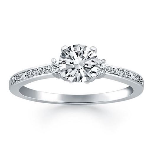 Picture of Size: 8 - 14k White Gold Diamond Accent Engagement Ring