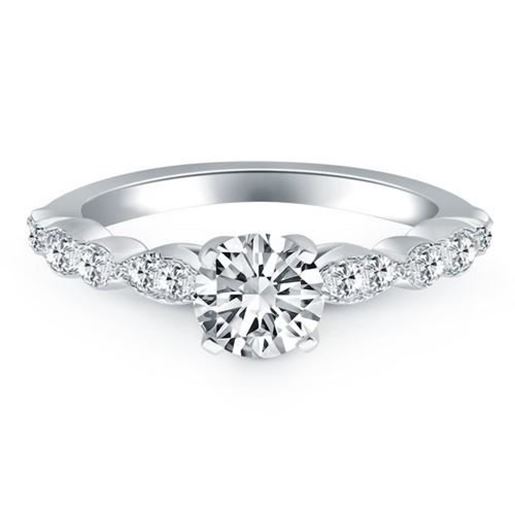 Picture of Size: 4.5 - 14k White Gold Fancy Shaped Diamond Engagement Ring