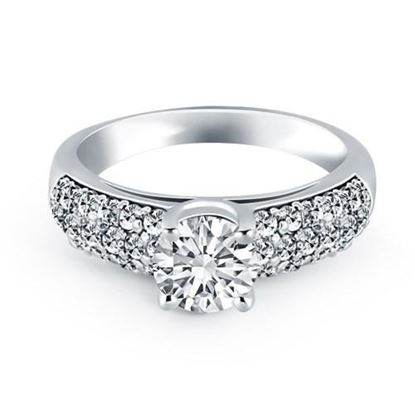 Picture of Size: 5.5 - 14k White Gold Tapered Pave Diamond Wide Band Engagement Ring