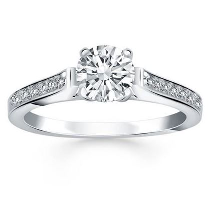 Picture of Size: 7 - 14k White Gold Pave Diamond Cathedral Engagement Ring