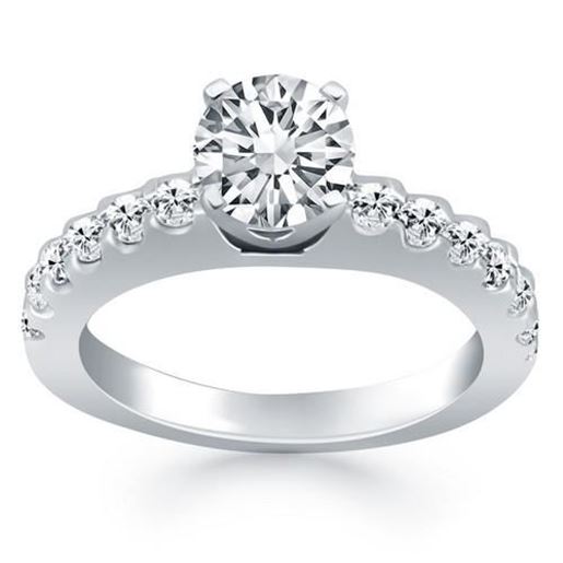 Picture of Size: 8.5 - 14k White Gold Diamond Micro Prong Cathedral Engagement Ring