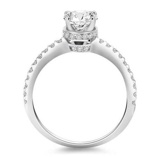 Picture of Size: 7.5 - 14k White Gold Diamond Collar Engagement Ring