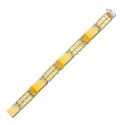 Picture of Size: 8.5'' - 14k Two-Tone Gold Men's Bracelet with Screw Embellished Bar Links