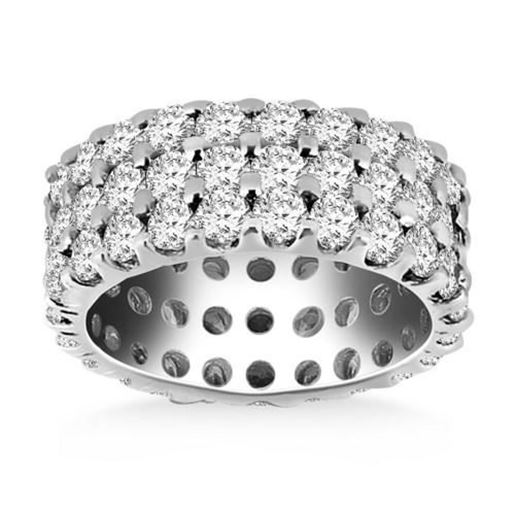 Picture of Size: 4 - 14k White Gold Triple Band Round Diamond Eternity Ring