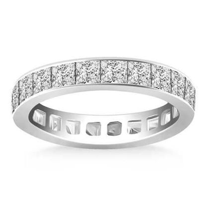 Picture of Size: 7 - 14k White Gold Eternity Ring with Channel Set Princess Cut Diamonds