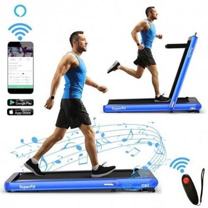 Picture of 4.75HP 2 In 1 Folding Treadmill with Remote APP Control-Navy - Color: Navy