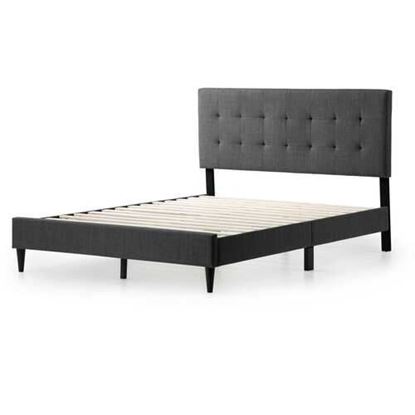 Picture of Queen size Dark Gray Upholstered Tufted Platform Bed Frame