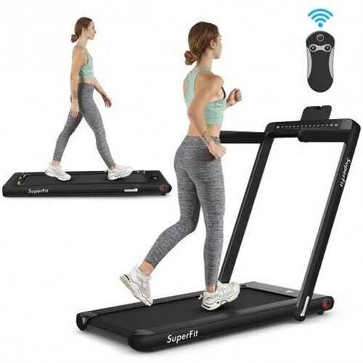 Foto de 2-in-1 Electric Motorized Folding Treadmill with Dual Display-Black - Color: Black